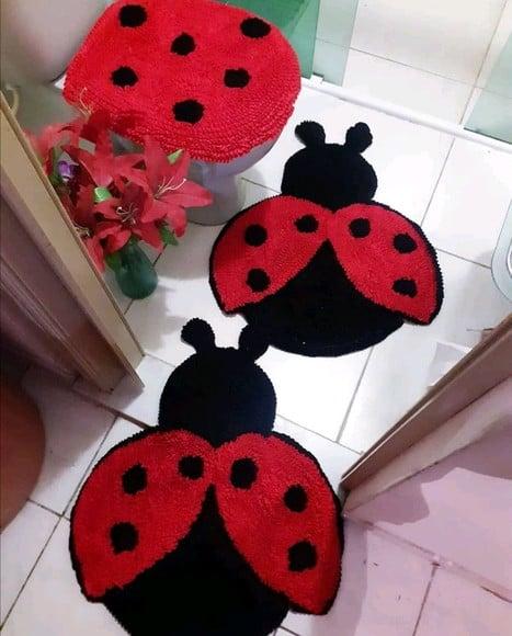 Tapetes Frufru Banheiro Joaninha Antiderrapante