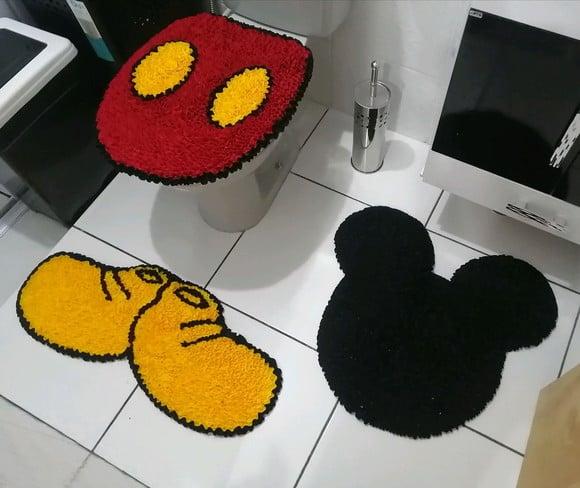 Tapetes Frufru Banheiro Mickey Antiderrapante