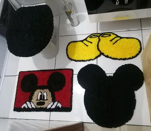 Tapetes Frufru Banheiro Mickey Antiderrapante