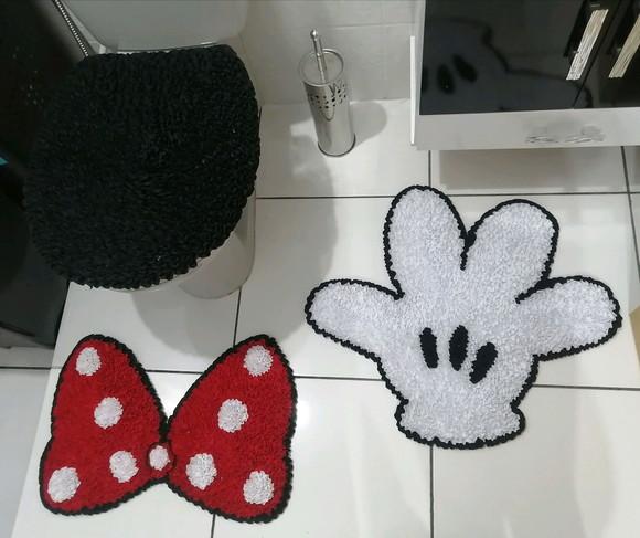 Tapetes Frufru Banheiro Mickey e Minnie Antiderrapante