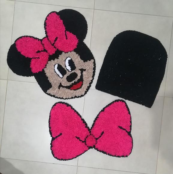 Tapetes Frufru Banheiro Minnie Rosa Pink Antiderrapante