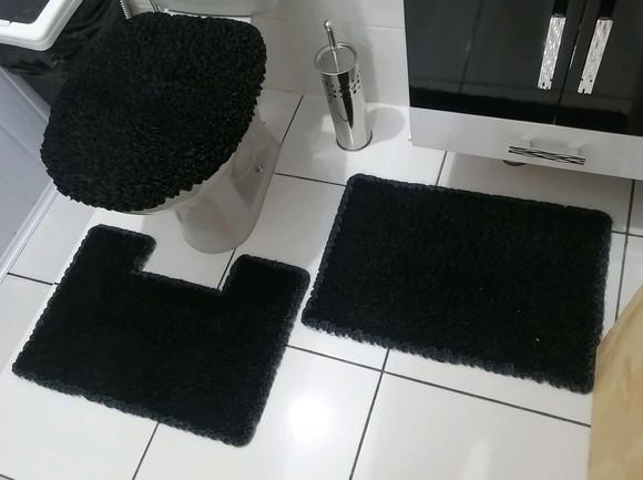 Tapetes Frufru Banheiro Preto Antiderrapante