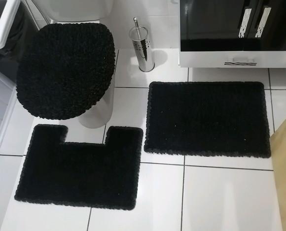 Tapetes Frufru Banheiro Preto Antiderrapante