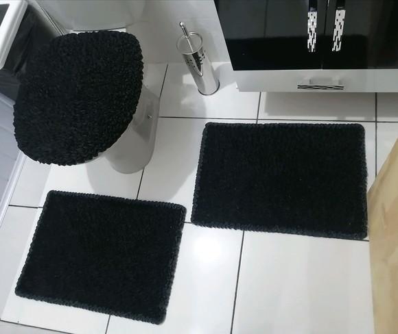 Tapetes Frufru Banheiro Preto Antiderrapante