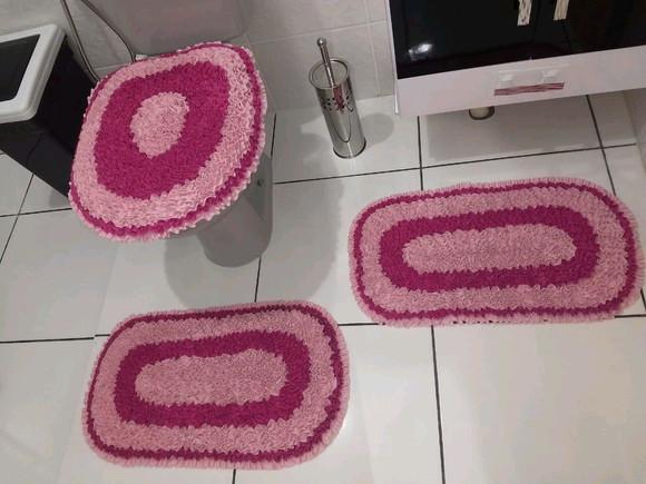 Tapetes Frufru Banheiro Rosa Antiderrapante