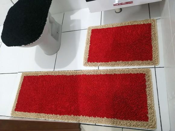 Tapetes Frufru Banheiro Vermelho Antiderrapante