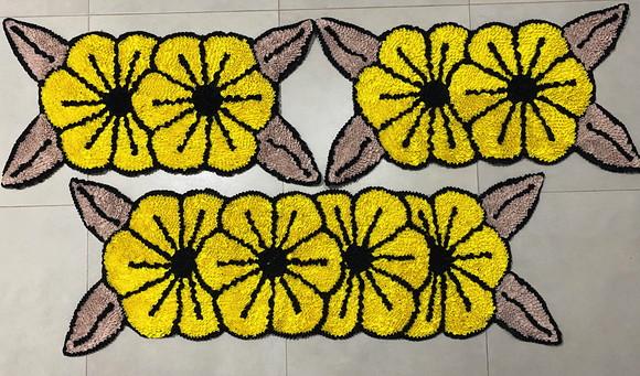 Tapetes Frufru Cozinha Flor Amarela 1m40cm Antiderrapante