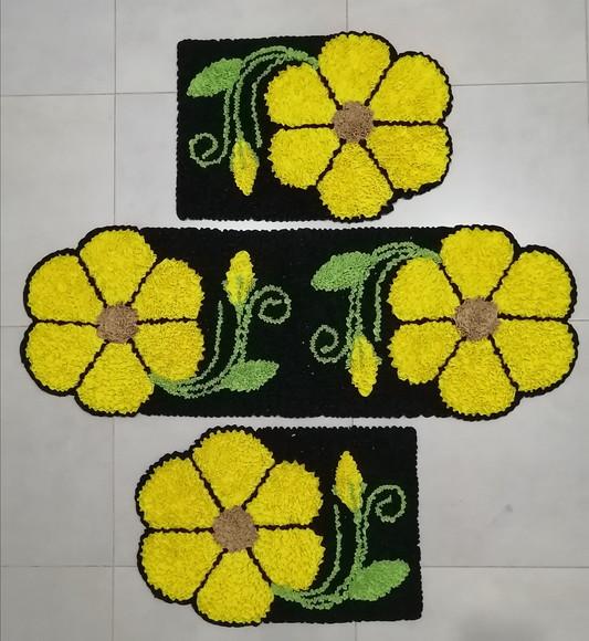 Tapetes Frufru Cozinha Flor Amarela Antiderrapante