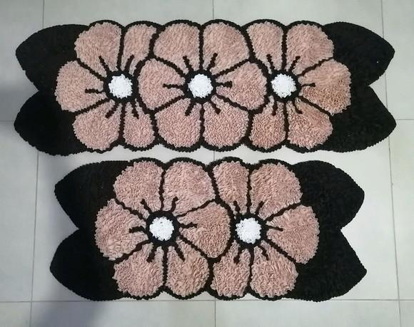 Tapetes Frufru Cozinha Flor Bege Antiderrapante