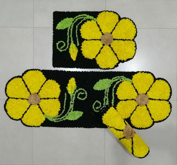 Tapetes Frufru Cozinha Flor Amarela Antiderrapante