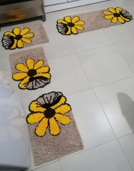 Tapetes Frufru Cozinha Flor Borboleta Antiderrapante