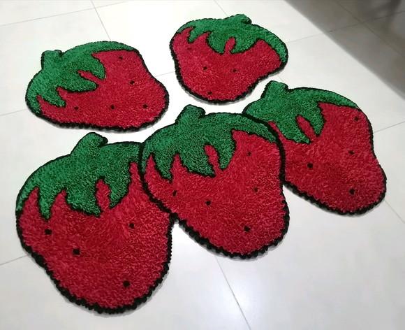 Tapetes Frufru Cozinha Morangos Antiderrapante