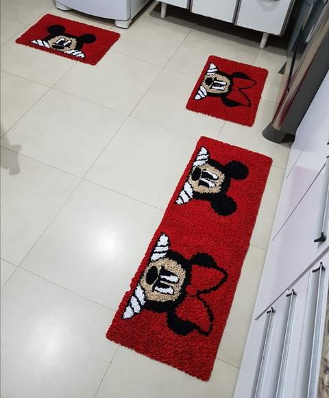 Tapetes Frufru Cozinha Minnie e Mickey Antiderrapante