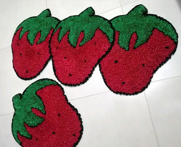 Tapetes Frufru Cozinha Morangos Antiderrapante