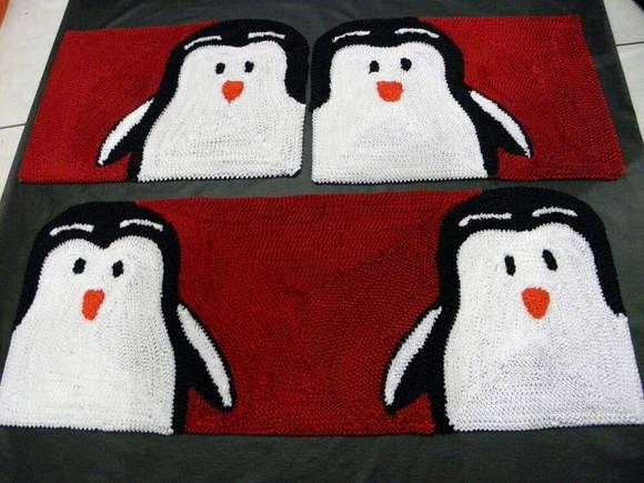 Tapetes Frufru Cozinha Pinguim Antiderrapante