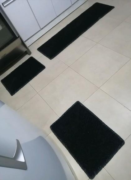 Tapetes Frufru Cozinha Preto Antiderrapante