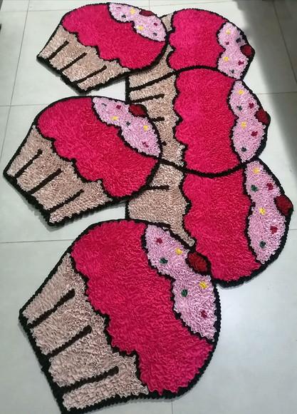 Tapetes Frufru Cupcake Rosa Antiderrapante