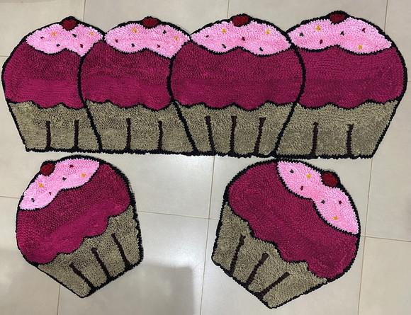 Tapetes Frufru Cupcake Rosa 1m50cm Antiderrapante