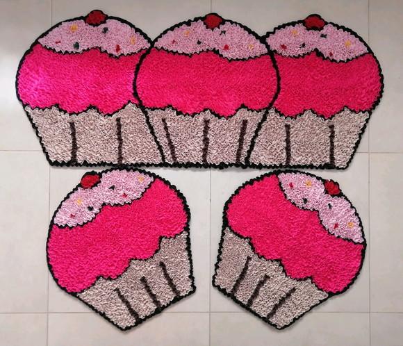 Tapetes Frufru Cupcake Rosa Antiderrapante