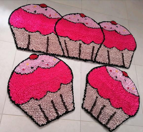 Tapetes Frufru Cupcake Rosa Antiderrapante