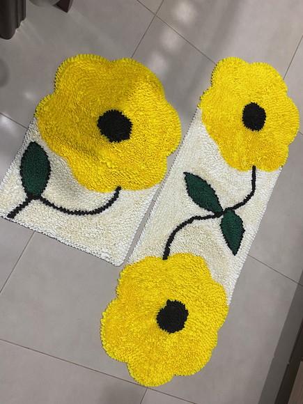 Tapetes Frufru Flor Amarela Antiderrapante