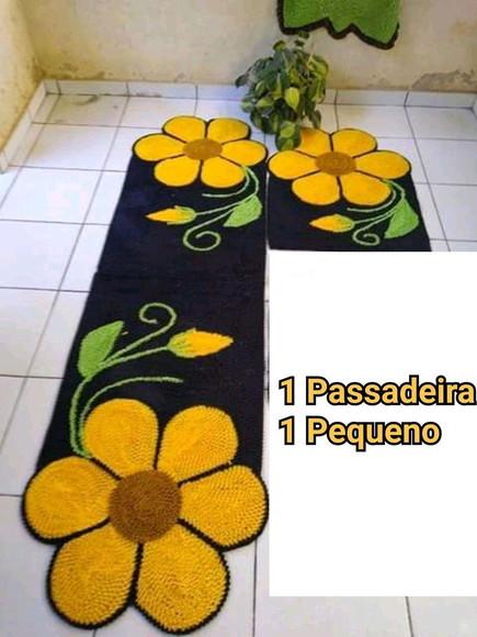 Tapetes Frufru Flor Amarela 1m40cm Antiderrapante