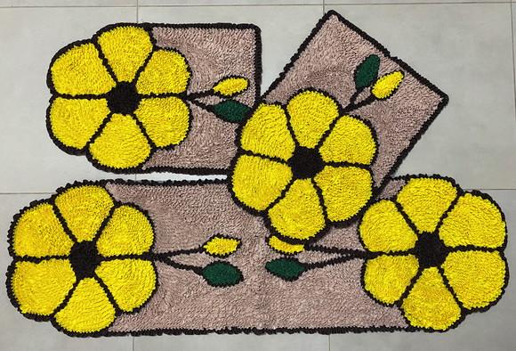 Tapetes Frufru Flor Amarela 1m40cm Antiderrapante
