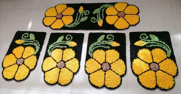Tapetes Frufru Flor Amarela Antiderrapante