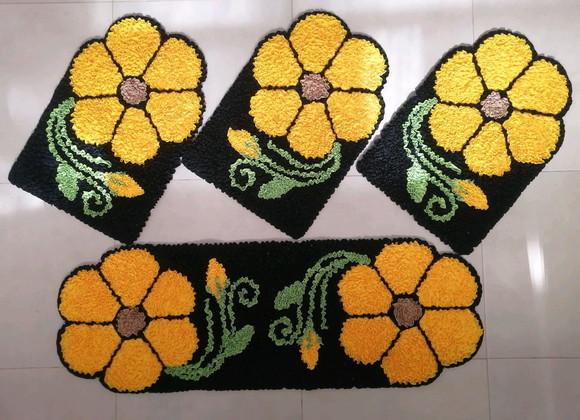 Tapetes Frufru Flor Amarela Antiderrapante
