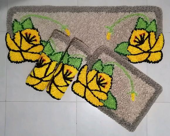 Tapetes Frufru Flor Amarela Antiderrapante