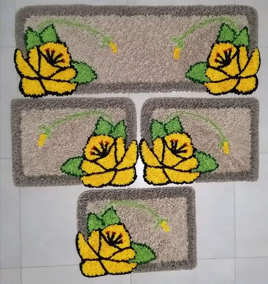 Tapetes Frufru Flor Amarela Antiderrapante