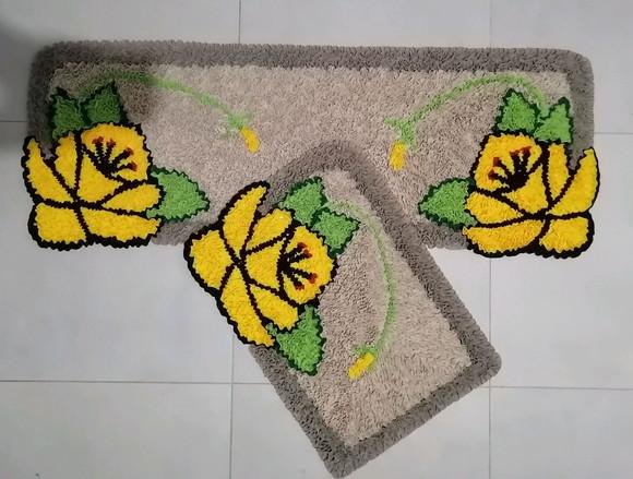 Tapetes Frufru Flor Amarela Antiderrapante
