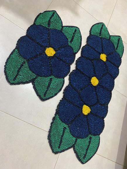 Tapetes Frufru Flor Azul Antiderrapante