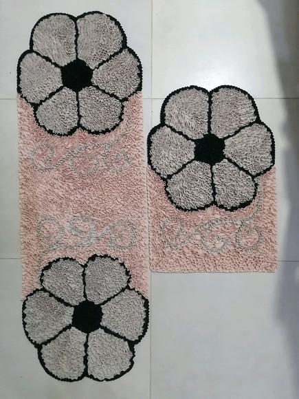 Tapetes Frufru Flor Bege Antiderrapante