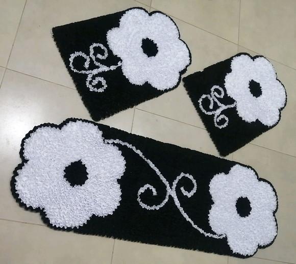 Tapetes Frufru Flor Branca Antiderrapante