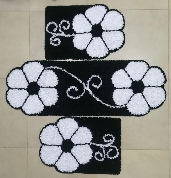 Tapetes Frufru Flor Branca Antiderrapante