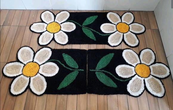 Tapetes Frufru Flor Creme Antiderrapante