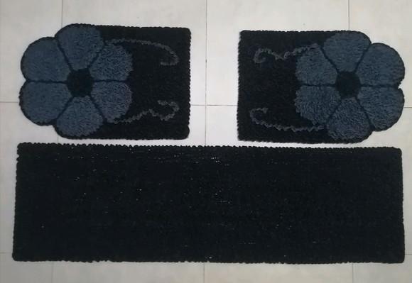 Tapetes Frufru Flor Grafite Antiderrapante