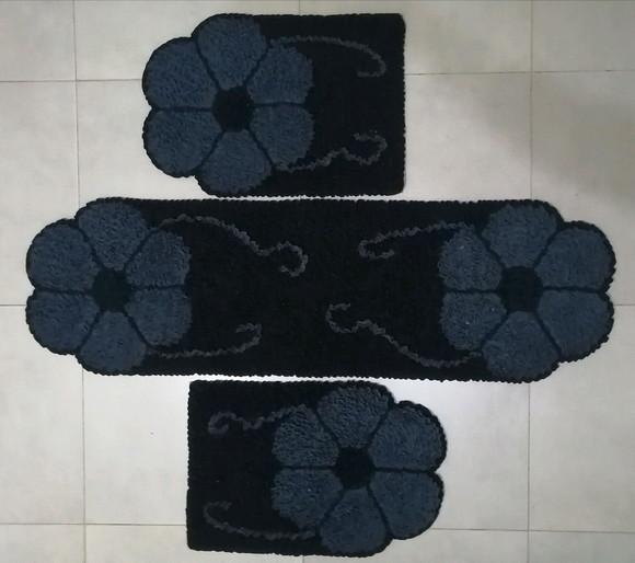 Tapetes Frufru Flor Grafite Antiderrapante