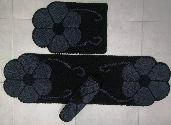 Tapetes Frufru Flor Grafite Antiderrapante