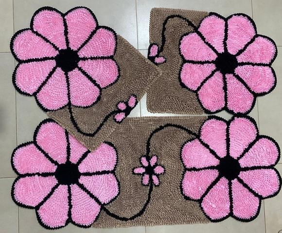 Tapetes Frufru Flor Rosa 1m20cm x 50cm Antiderrapante