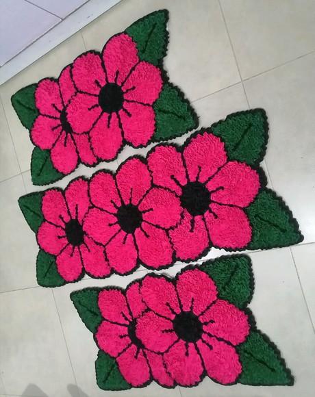 Tapetes Frufru Flor Rosa Antiderrapante