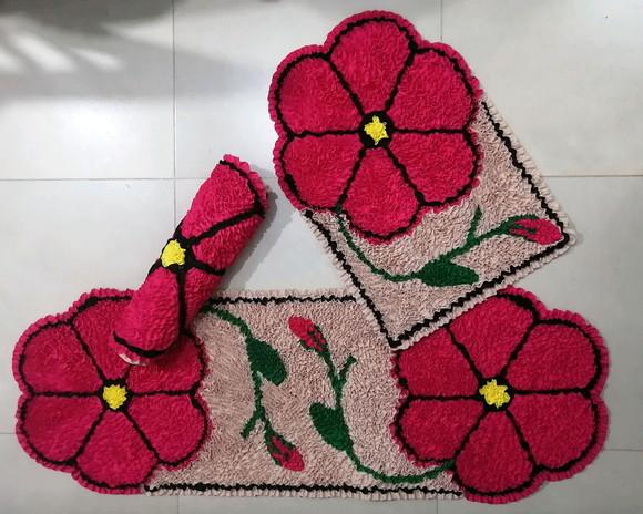 Tapetes Frufru Flor Rosa Antiderrapante