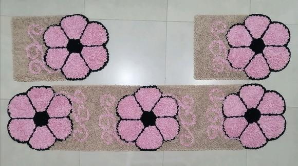 Tapetes Frufru Flor Rosa Claro 1m80cm Antiderrapante