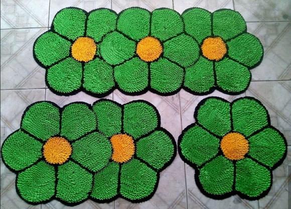 Tapetes Frufru Flor Verde Antiderrapante