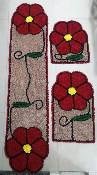 Tapetes Frufru Flor Vermelha 1m85cm / 50cm / 70cm Antiderra.