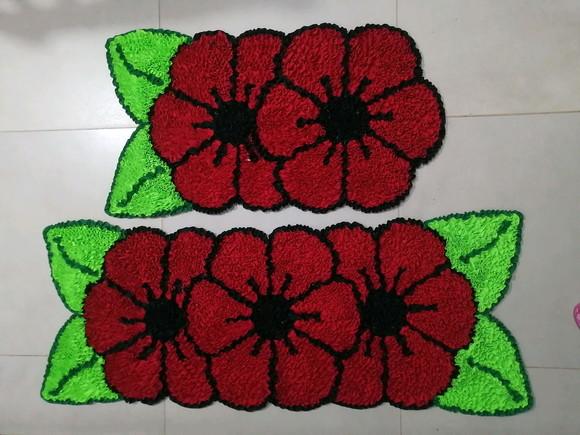 Tapetes Frufru Flor Vermelha Antiderrapante