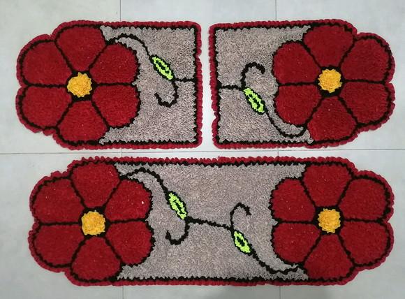 Tapetes Frufru Flor Vermelha Antiderrapante