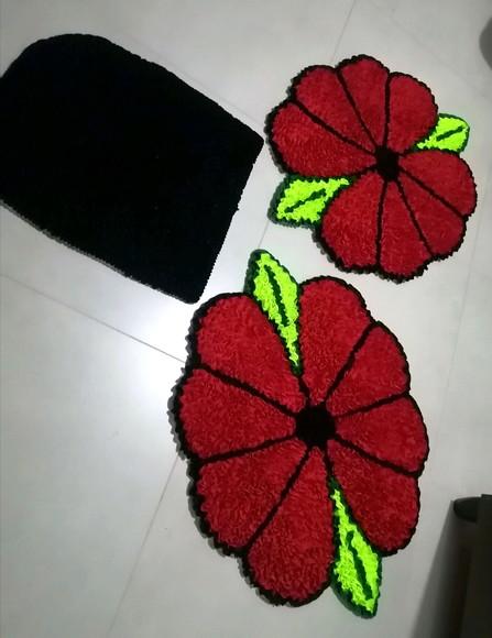 Tapetes Frufru Flor Vermelha Antiderrapante