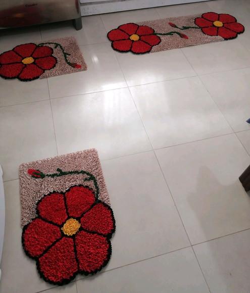 Tapetes Frufru Flor Vermelha Antiderrapante